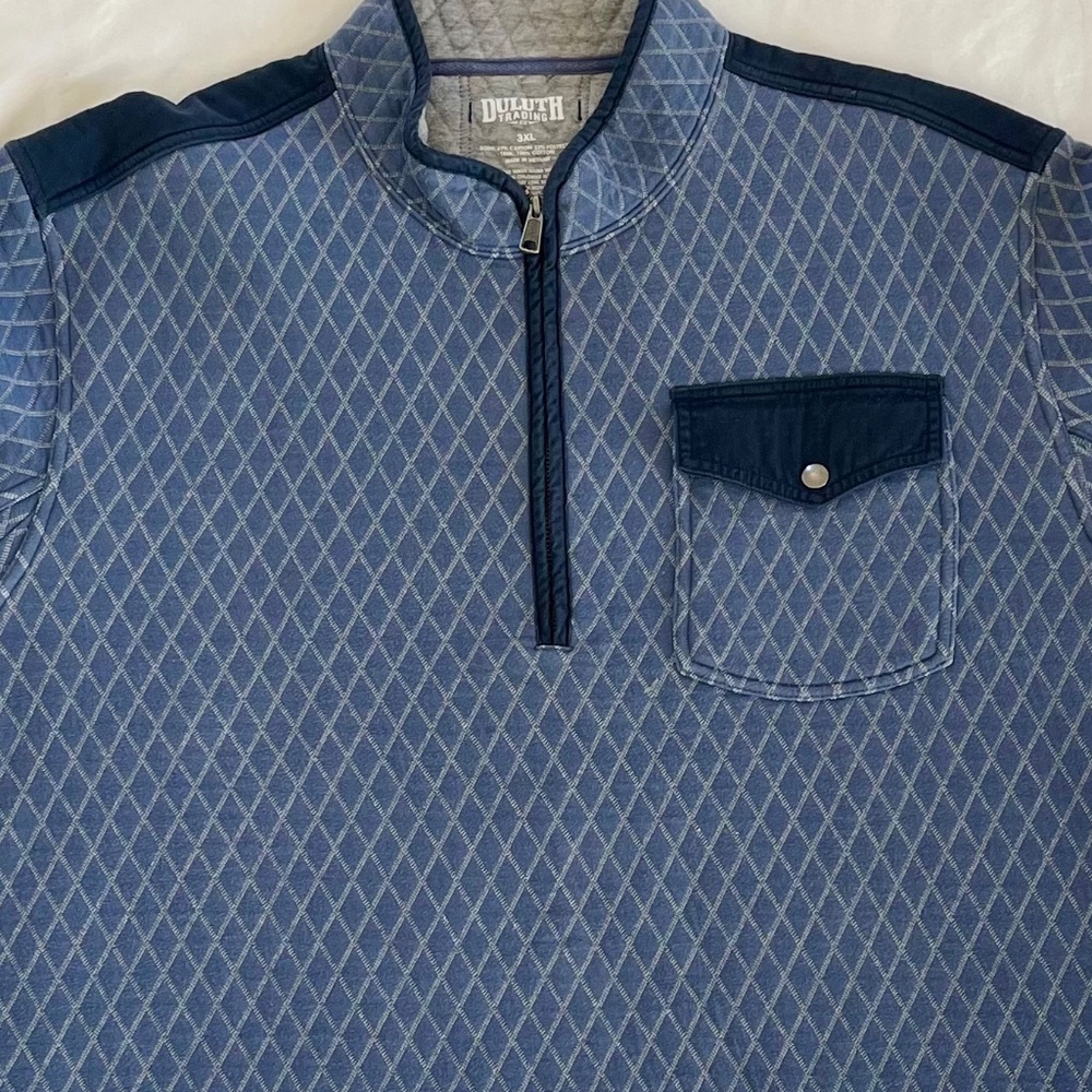 Duluth Trading Co Quilted Quarter Zip Pullover Sweatshirt Jacket Powder Blue 3XL - Picture 2 of 8